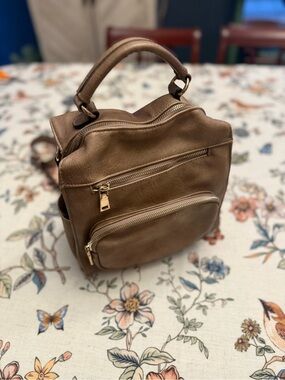 Urban Expressions Brown Faux Leather Convertible Backpack